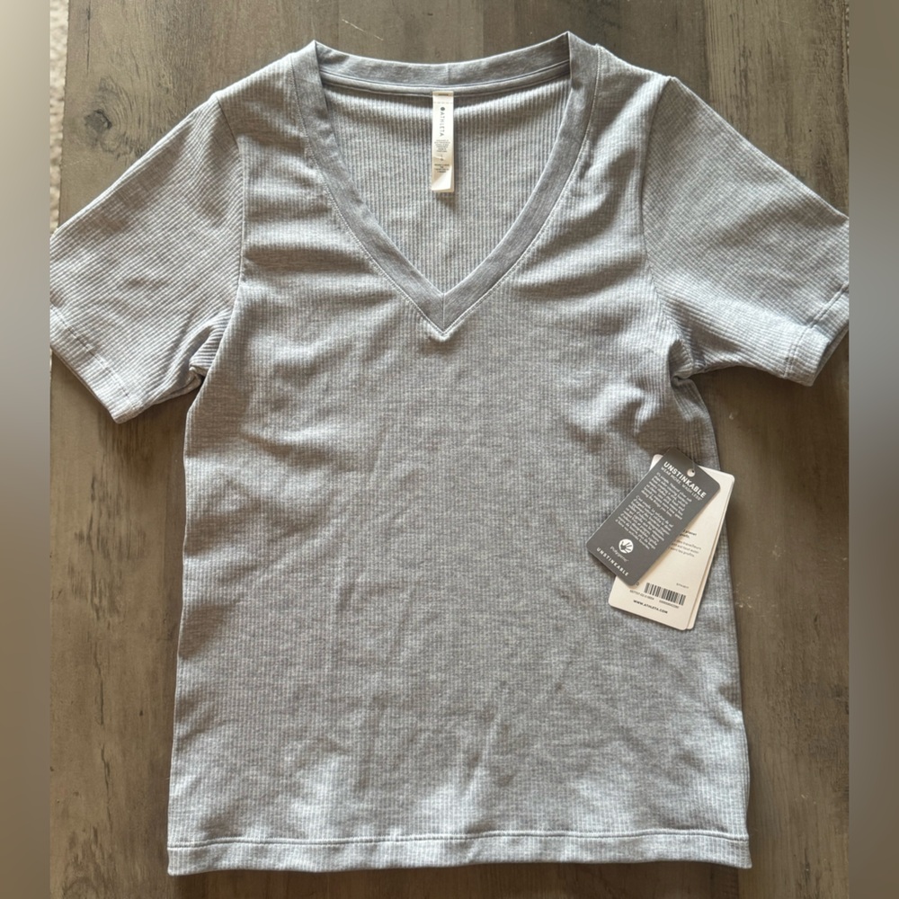 Athleta Ribbed Gray Top